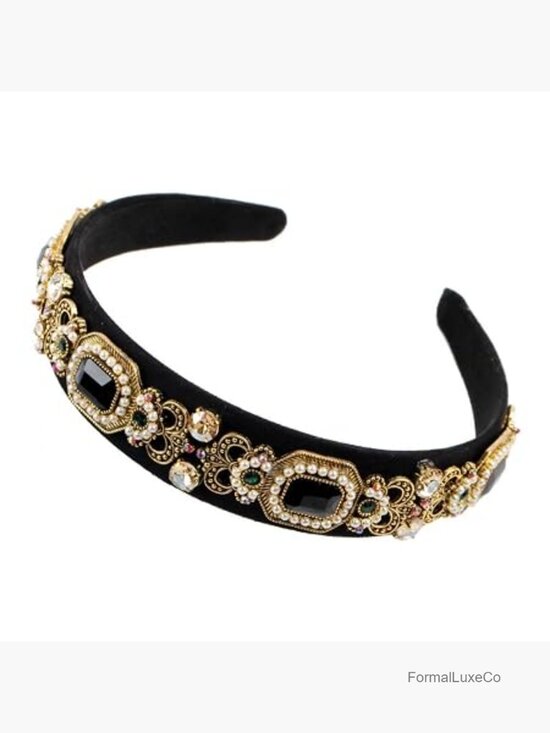 Accessories - Vintage Crystal Rhinestone Headband with Pearl Beads and Floral Alloy Charm